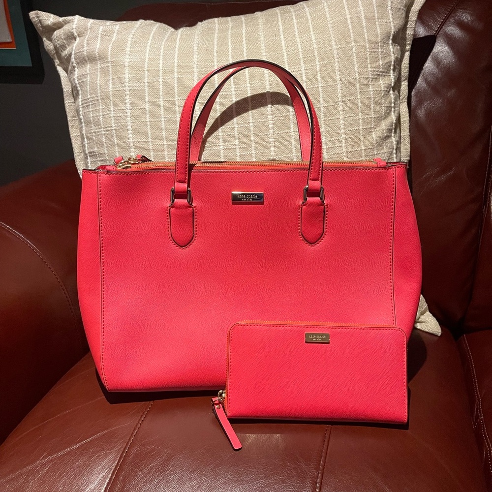 Kate Spade Vibrant Pink Tote and Wallet